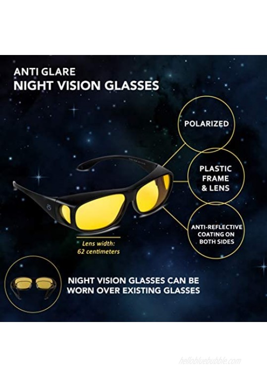 Fit Over HD Day / Night Driving Glasses Wraparound Sunglasses for Men Women - Anti Glare Polarized Wraparounds