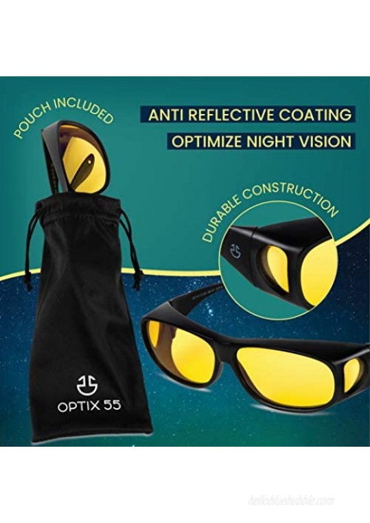 Fit Over HD Day / Night Driving Glasses Wraparound Sunglasses for Men Women - Anti Glare Polarized Wraparounds