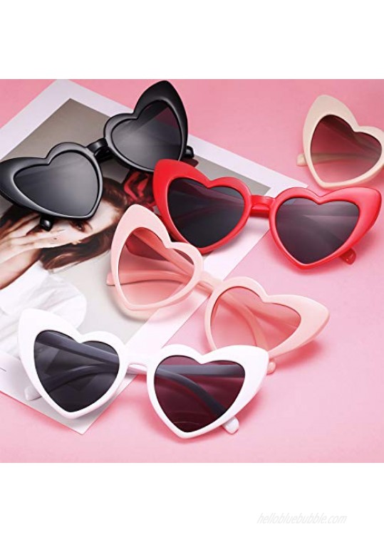 Heart Shaped Sunglasses Vintage Heart Sunglasses Women Retro Eyeglasses for Shopping Traveling Party Accessories (Grey Pink Brown Lens)