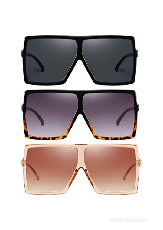 HILBALM Sunglasses （3 packs）for Women Men Retro Aviator Square Goggle Classic Alloy Frame glasses