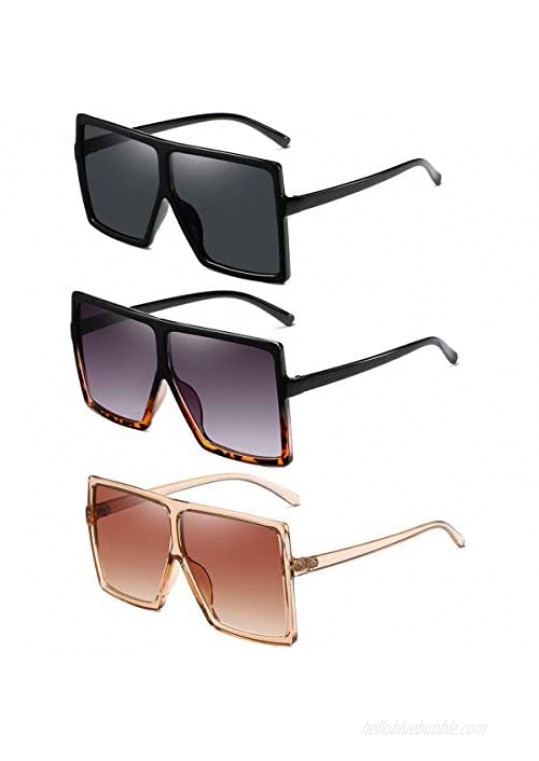 HILBALM Sunglasses （3 packs）for Women Men Retro Aviator Square Goggle Classic Alloy Frame glasses
