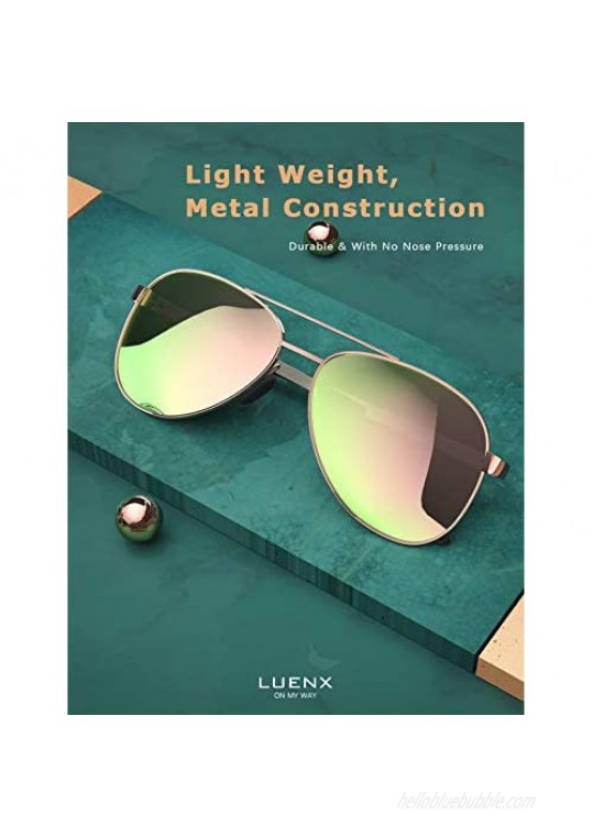 LUENX Aviator Sunglasses for Men Women-Polarized Driving UV 400 Protection 60 MM