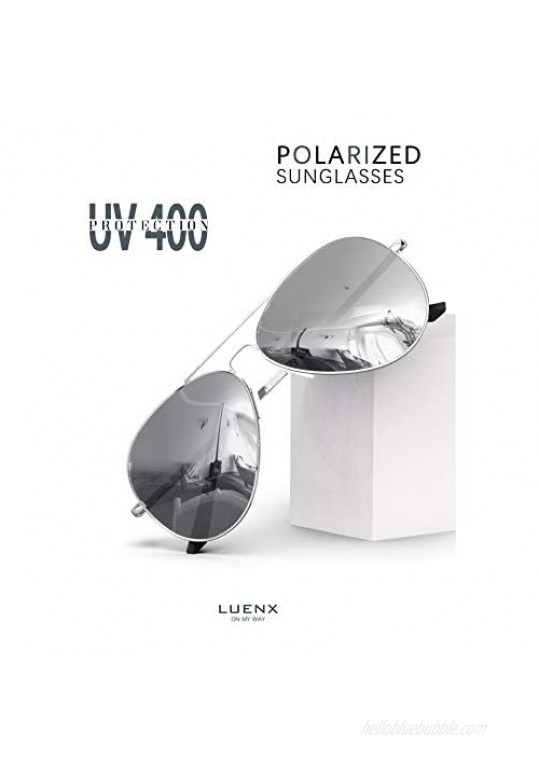 LUENX Aviator Sunglasses for Men Women Polarized - UV 400 Protection with case 60MM