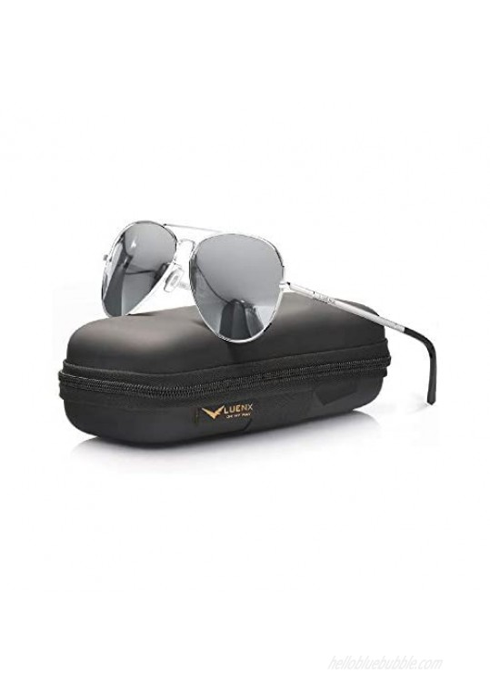 LUENX Aviator Sunglasses for Men Women Polarized - UV 400 Protection with case 60MM