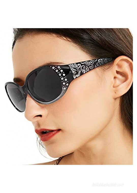 LVIOE Retro Oval Sunglasses for Fashionable Women Vintage Sun Glasses with Polarized Lenses UV400 Protection