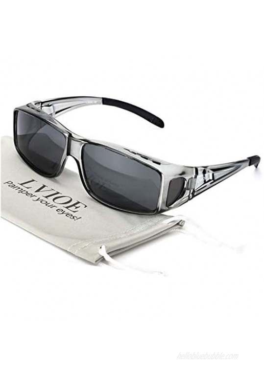 LVIOE Wrap Around Sunglasses  Polarized Lens Wear Over Prescription Glasses  Fit Over Regular Glasses with 100% UV Protection
