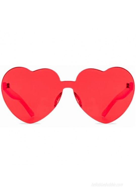 One Piece Heart Shaped Rimless Sunglasses Transparent Candy Color Eyewear