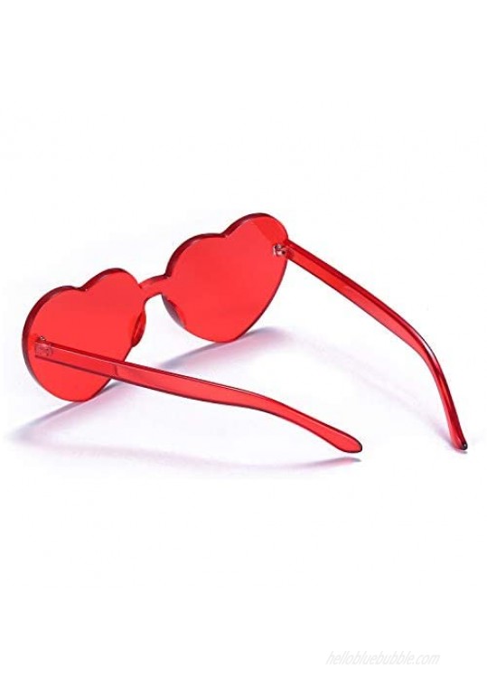 One Piece Heart Shaped Rimless Sunglasses Transparent Candy Color Eyewear