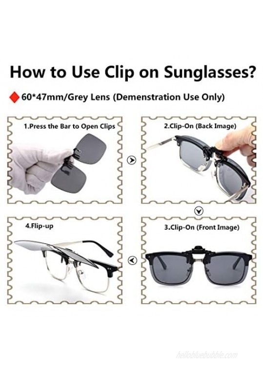 Polarized Clip-on Flip Up Metal Clip Rimless Sunglasses for Prescription Glasses