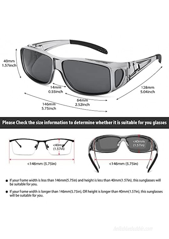Polarized Sunglasses Fit Over Glasses for Men Women Wrap Around Sunglasses Over Prescription Glasses UV400 Protection
