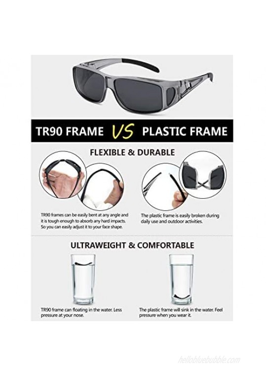 Polarized Sunglasses Fit Over Glasses for Men Women Wrap Around Sunglasses Over Prescription Glasses UV400 Protection
