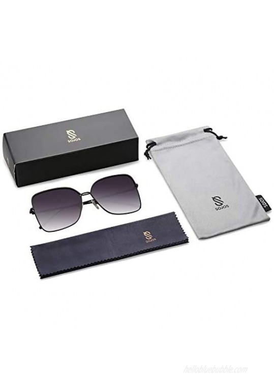 SOJOS Fashion Square Aviators Sunglasses for Women Flat Mirrored Lens SJ1082