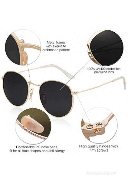SOJOS Small Round Polarized Sunglasses for Women Men Classic Vintage Retro Shades UV400 SJ1014