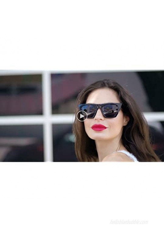 SOJOS Vintage Cateye Polarized Women Sunglasses Trendy Oversized Frame SJ2115