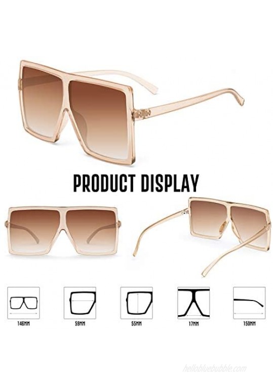 Square Oversized Sunglasses For Women - FEIDU Trendy Fashion Sunglasses For Women Men Celebrity/ Flat Top Shades 2020 Update