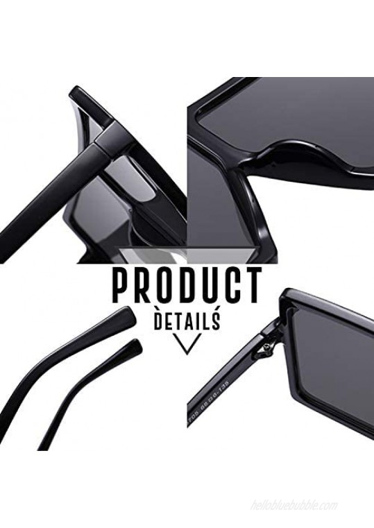 Square Oversized Sunglasses For Women - FEIDU Trendy Fashion Sunglasses For Women Men Celebrity/ Flat Top Shades 2020 Update