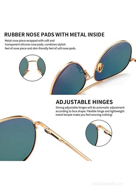 SUNGAIT Women's Lightweight Oversized Aviator Sunglasses - Mirrored Polarized Lens