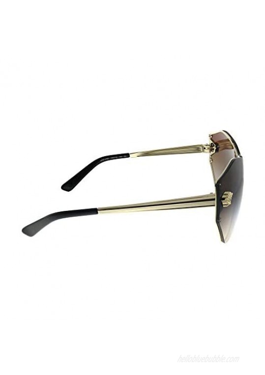 Versace Glam Medusa Shield VE 2182 125213 Pale Gold Metal Geometric Sunglasses Brown Gradient Lens