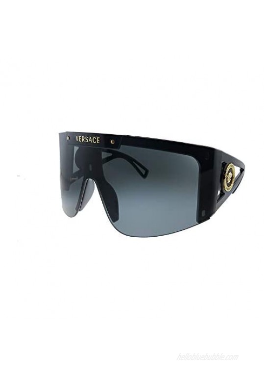 Versace VE 4393 GB1/87 Black Plastic Shield Sunglasses Grey Lens