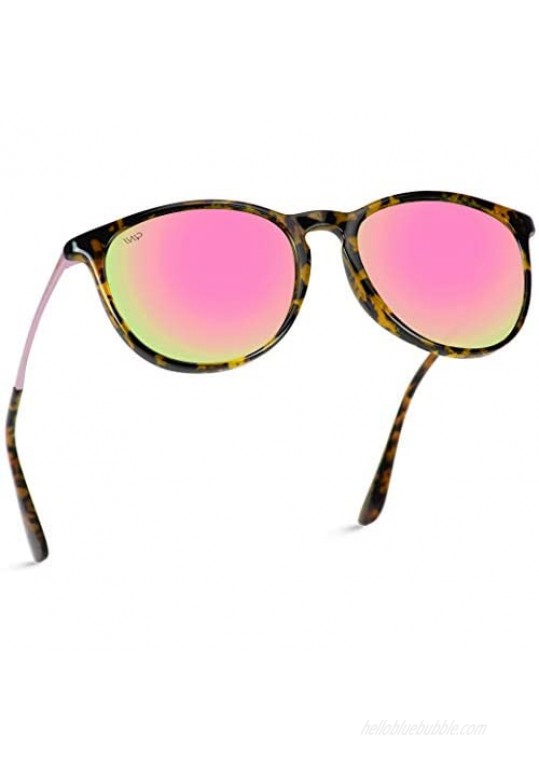 WearMe Pro - Round Retro Polarized Lens Classic Sunglasses for Women