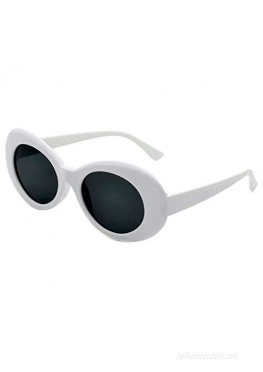 Women's Round Retro Oval Sunglasses Color Tint Lenses Clout Goggles 1 White Smoke Large