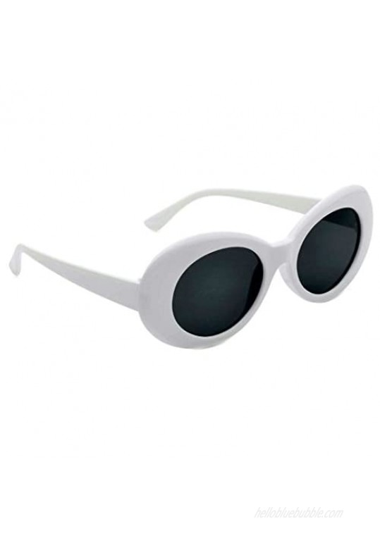 Women's Round Retro Oval Sunglasses Color Tint Lenses Clout Goggles 1 White Smoke Large