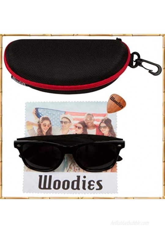 WOODIES Polarized Ebony Wood Sunglasses for Men and Women | Black Polarized Lenses and Real Wooden Frame | 100% UVA/UVB Ray Protection