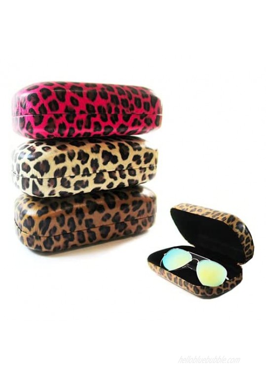 1 Hard Leopard Print Case Sunglasses Eye Glasses Portable Clam Shell Protector | Glasses Case | Lens Case for Glass Storage | Hard Shell Eyeglasses Case | Sunglasses Case