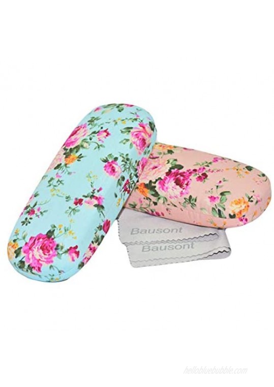 2 Pack Durable Floral Small Eyeglass Case Hard Protective Eye Case for Glasses