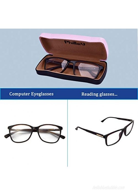 [2 PACK] Hard Shell Clamshell Eyeglasses Case Philley Cute Cat Face Glasses Protection Case