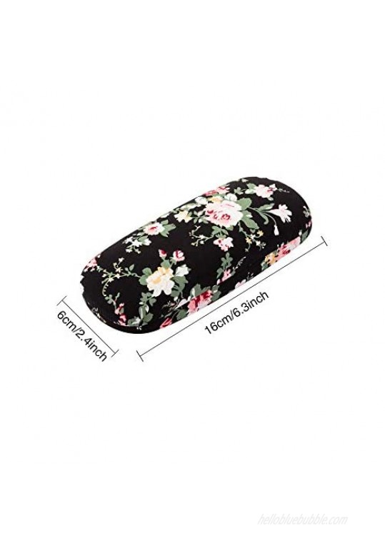 2 Pieces Hard Shell Eyeglass Case for Women Flower Fabrics Floral Retro Light Portable Eyeglass Case Box Covered Shell Style Spectacles Box Case for Glasses (Apricot Black)