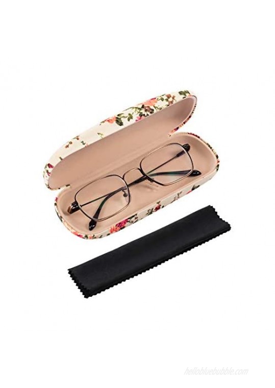 2 Pieces Hard Shell Eyeglass Case for Women Flower Fabrics Floral Retro Light Portable Eyeglass Case Box Covered Shell Style Spectacles Box Case for Glasses (Apricot Black)