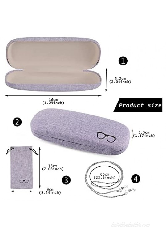 2 Sets Hard Shell Fabric Eyeglasses Cases Kit Portable Glasses Protective Case Drawstring Bag Glasses Chain Cleaning Cloth for Eyeglasses