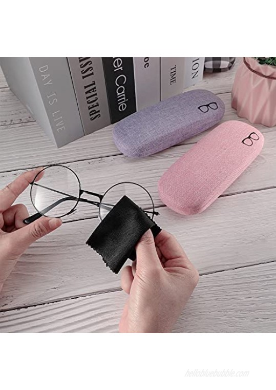 2 Sets Hard Shell Fabric Eyeglasses Cases Kit Portable Glasses Protective Case Drawstring Bag Glasses Chain Cleaning Cloth for Eyeglasses