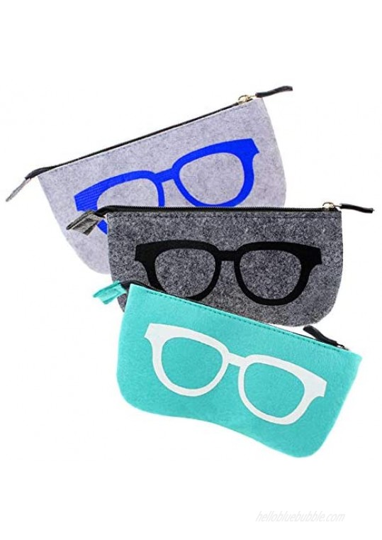 3 Pack Eyeglass Cases Sunglasses Pouch Collections - Zipper Glasses Case - Glasses Storage Case Makeup Pouch