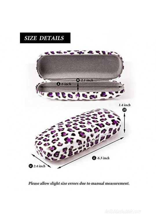 3 Pieces Hard Shell Glasses Case Leopard Print Hard Shell Eyeglass Case Protective Sunglasses Case with 3 Pieces Glasses Cloth