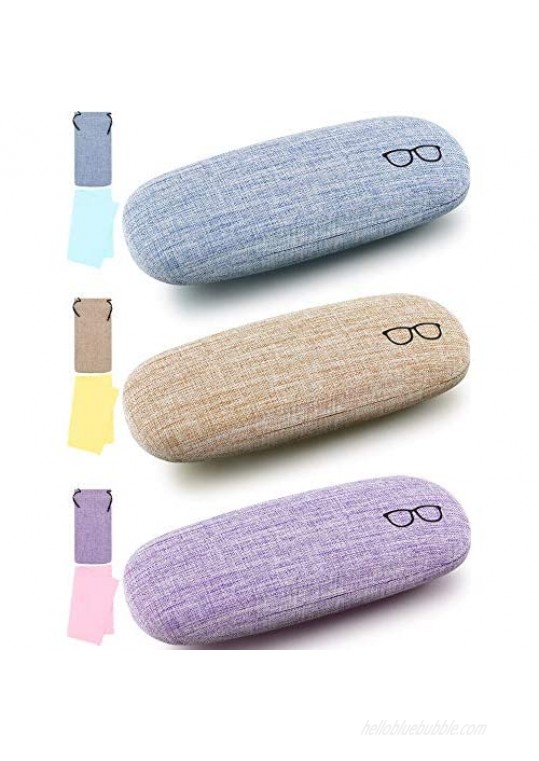3 Sets Hard Shell Eyeglasses Case Fabric Portable Multicoloured Size 16.5