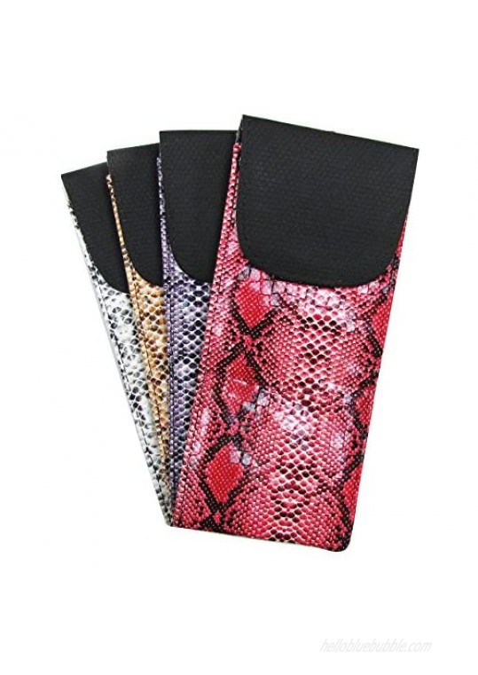 4 Pack Soft Eyeglass Cases Slip In Case With Velcro Closure Faux Snake Skin