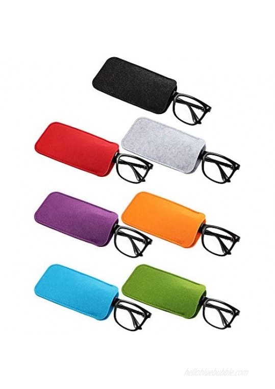7 Pieces Felt Slip in Eyeglass Cases Soft Sunglasses Storage Case Portable Travel Glasses Pouch