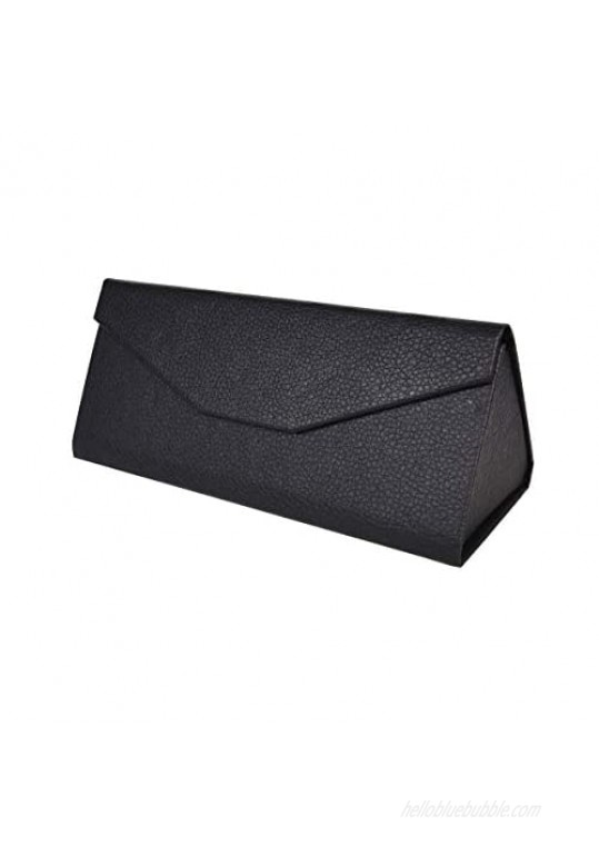 Bleiou Foldable Glasses Case Leather Hard Glasses Sunglasses Case Easy to Carry Pack of 2