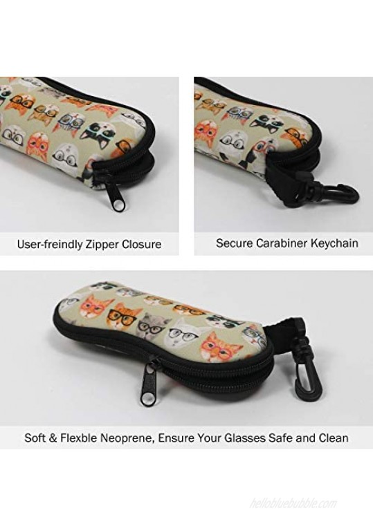 BLUBLU Sunglasses Soft Case with Belt Clip Portable Glasses Case Neoprene Zipper Eyeglass Bag