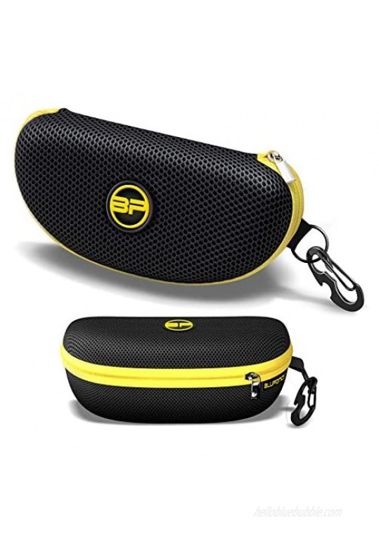BLUPOND Semi Hard EVA Large Glasses Case with Metal Carabiner 5 IN 1 Set for Sports Sunglasses