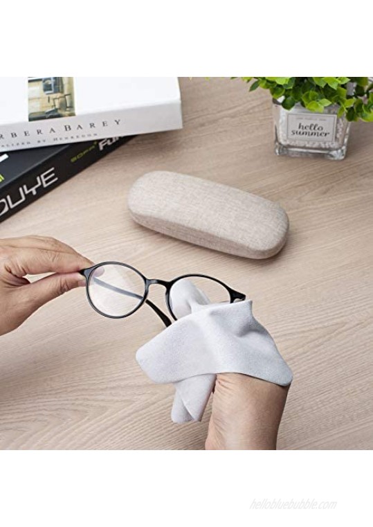 Burva Glasses Case Hard Shell Eyeglasses Case Linen Fabrics Protective Case for Eyeglasses Sunglasses with Cleaning Cloth for Men and Women - 3 Pack