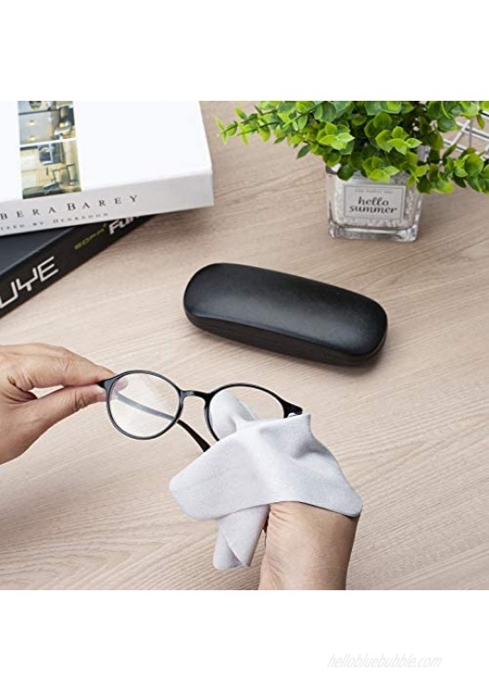 Burva Glasses Case Hard Shell Eyeglasses Case PU Leather Protective Case for Eyeglasses Sunglasses with Cleaning Cloth for Men and Women - Black