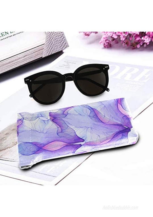 Eyeglass Pouch Purple Flower Sunglass Case Women Squeeze Top Leather Glasses Bag