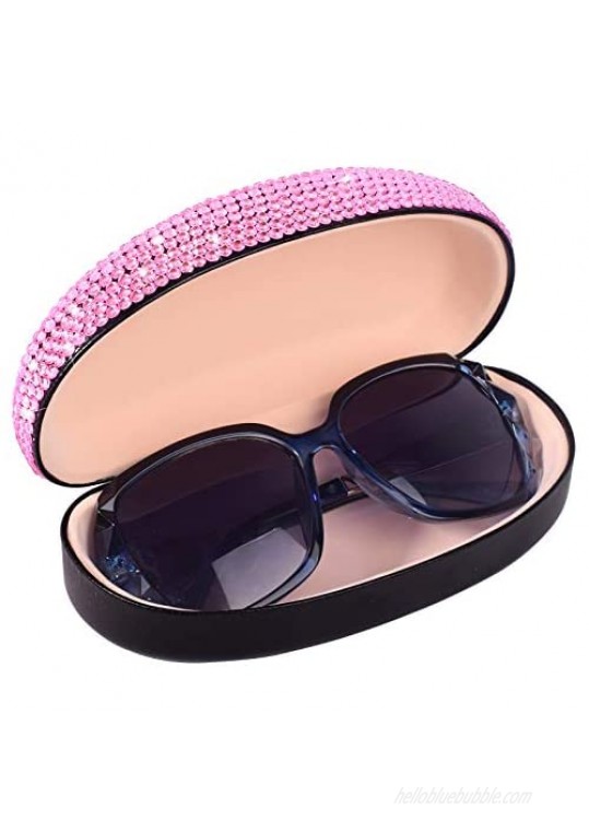 Eyeglasses Glasses Case Pink Bling Crystal Rhinestone Hard Shell Protective Large Eyeglass Case for Eyeglasses Sunglasses