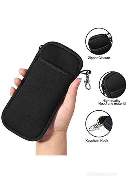 Hifot 2 Pack Double Soft Glasses Case with Carabiner Hook Ultra Light Portable Neoprene Eyeglasses Pouch with Zipper Anti-Scratch Sunglasses Pouch