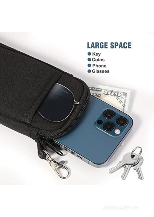 Hifot 2 Pack Double Soft Glasses Case with Carabiner Hook Ultra Light Portable Neoprene Eyeglasses Pouch with Zipper Anti-Scratch Sunglasses Pouch