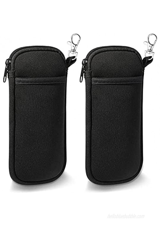 Hifot 2 Pack Double Soft Glasses Case with Carabiner Hook  Ultra Light Portable Neoprene Eyeglasses Pouch with Zipper  Anti-Scratch Sunglasses Pouch