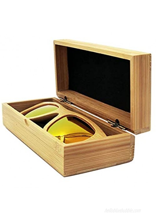 mollensiuer Nature Bamboo Wood Sunglasses Case Hard Shell Rectangle Eyeglass Case Protective Case for Glasses  Sunglasses and Eyeglasses (Glasses is Not Included)